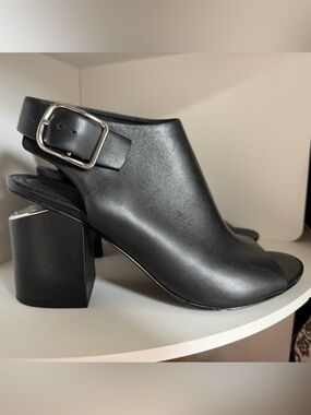 Alexander Wang Nadia Black Leather Peep-Toe Heels Size 39.5